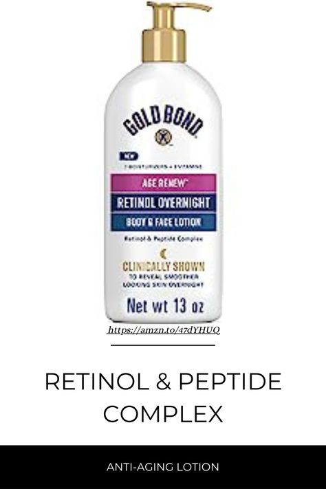 Gold Bond Age Renew Retinol Overnight Body & Face Lotion, With Retinol & Peptide Complex, 13 oz. Contains retinol to help visibly tighten and lift skin for a more youthful appearance. Lotion Packaging Design, Anti Aging Body Lotion, Retinol Lotion, Lotion Packaging, Antiaging Skincare, Anti Aging Body, Gold Bond, Face Lotion, Anti Aging Skin Care