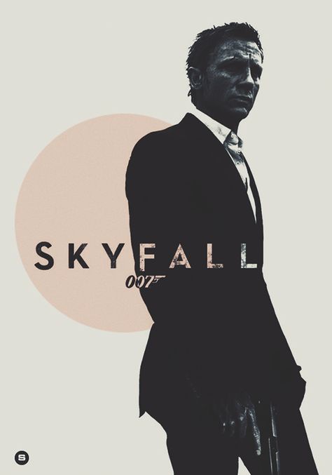 I like the colours and the composition and the balance of negative space with the title . Skyfall // Alternative Movie Poster Design on Behance  By Rolando M. Soberón, 2013 Movie Poster Design, Action Movie Poster, Sam Mendes, Iconic Movie Posters, Retro Graphic Design, Best Bond, Movie Posters Design, Cinema Posters, Alternative Movie Posters