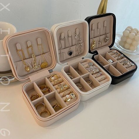 Home Organization Storage Jewelry | Home Organization Storage Box - Jewelry Box Ring - Aliexpress Stud Earring Storage, Personalized Jewelry Box, Earring Storage, Velvet Interiors, Classy Jewelry, Fall Jewelry, Cosmetic Storage, Accessory Organization, Stunning Jewellery