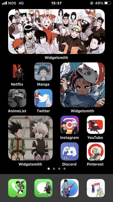 Anime Themes For Mobile Phone, Anime Widget Ideas Iphone, Anime Iphone Theme, Anime Widget Homescreen, Anime Iphone Layout, Ios Photos, Graffiti Wallpaper Iphone, App Anime, Ios App Iphone