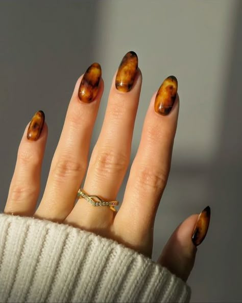 Dark Yellow Nails Design, Clear Brown Nails, Fall Nail Art Ideas, Evening Rituals, At Home Nails, Nail Designs Tutorial, Fall Nail Trends, Fall Nail Art Designs, Clear Gel