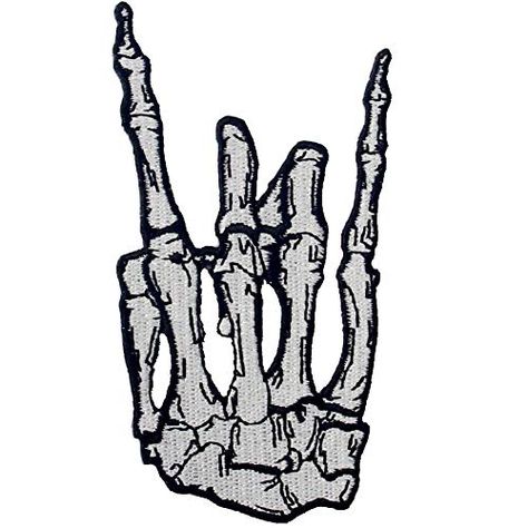 Punk Rock and Roll Skeleton Finger Heavy Metal Music Hand Symbol Sign Language Patch Embroidered Applique Badge Iron ... Rock And Roll Skeleton, Fabric Applique Diy, Skeleton Finger, Service Dog Vests, Hand Symbols, Punk Pins, Embroidered Badges, Skull Hand, Patches Fashion