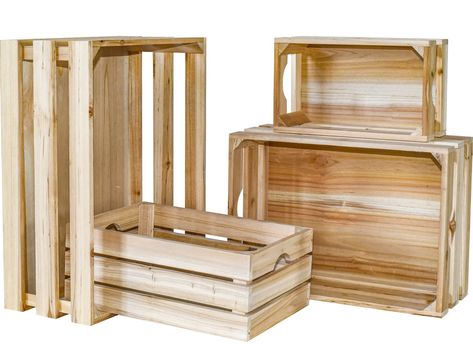 PRICES MAY VARY. 100% Wood LARGE WOODEN CRATES - You will receive 4 packs of unfinished wooden storage crates, which are simple and practical, enough quantity can well meet your daily needs and replacement, convenient for your storage, and they can help you to protect your privacy DIY- With your rich imagination, the unfinished wood boxes can be decorated and personalized, so they are suitable for crafts; you can use acrylic paint, marker, flash or powder puff paint, oil paint to DIY, during whi Cute Vendor Booth Ideas, Farmers Market Booth Ideas, Unfinished Wood Crates, Large Wooden Crates, Cottage Storage, Unfinished Wood Boxes, Basket For Kitchen, Organizing Items, Wooden Storage Crates