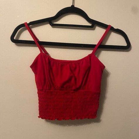 Hollister red crop top Dark Red Crop Top, Red Crop Top, Hollister Tops, Dark Red, Hollister, Adjustable Straps, Crop Top, Crop Tops, Outfit Inspo