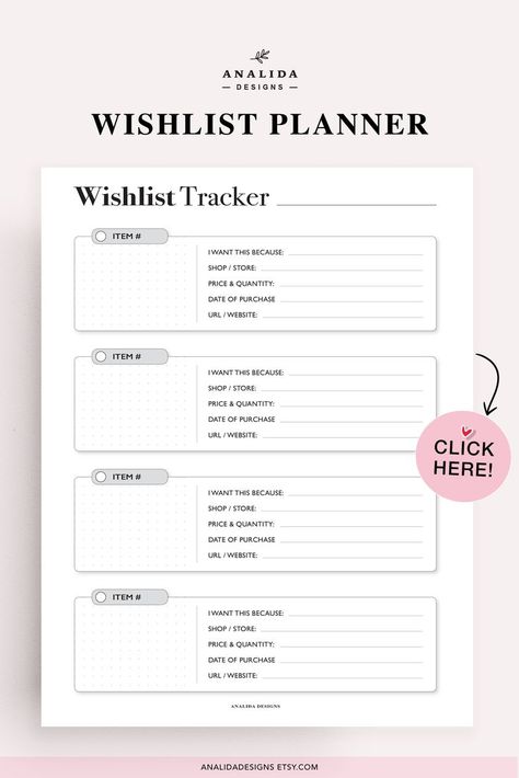 Birthday Wishlist Template, Wishlist Journal Ideas, My Wishlist Template, Wishlist Planner, Wish List Template, Wish List Printable, Wish List Ideas, Wishlist Printable, Wishlist Template