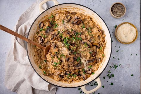 Mushroom Risotto Baked Mushroom Risotto, Wild Mushroom Risotto Recipes, Wild Mushroom Risotto, Gourmet Mushroom Risotto, Roast Dinner Sides, Trader Joe’s Mushroom Risotto, Vegetarian Asian, Mushroom Risotto Recipes, Kitchen Sanctuary