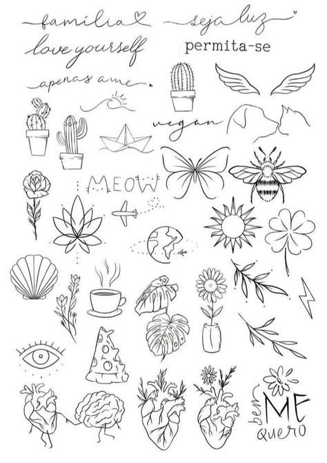 Tattoo Template Printables, Flash Tattoo Sheet, Small Girly Tattoos, Minimal Tattoo Design, Getting A Tattoo, Floral Tattoo Sleeve, Cute Little Tattoos, Tattoo Graphic, Cute Tiny Tattoos