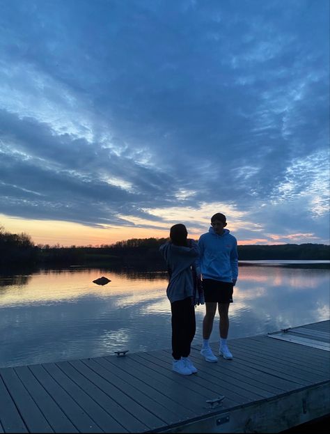 Lake Couple Aesthetic, Couple In Lake Aesthetic, Couples At The Lake, Couple At The Lake, Dock Lake Aesthetic, Lake Swimming Aesthetic Couple, Lake Night Aesthetic Couple, Lake Dock, Lake Pictures