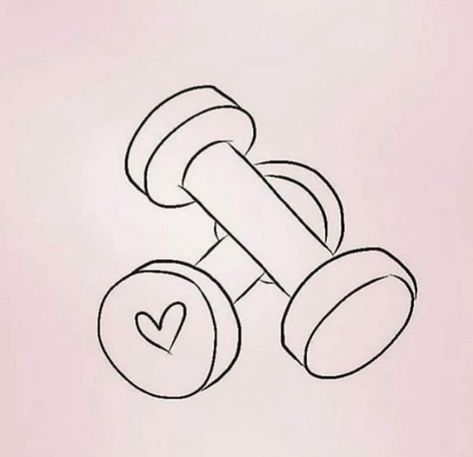 Gym Drawing Art Easy, Tattoos For Gym Lovers, Work Out Drawing, Dumbell Doodle, Dumbell Drawing, Barbell Drawing, Gym Line Art, Dumbbell Drawing, Gym Drawing Art