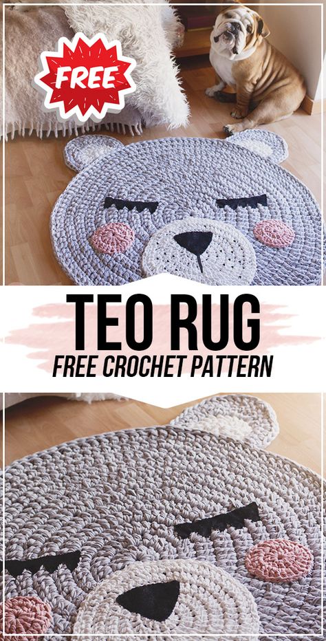 crochet Teo Rug free pattern - easy crochet rug pattern for beginners Crochet Nursery Rug Free Pattern, Crochet Rug Patterns Free Round, Crochet Baby Rug, Easy Crochet Rug Patterns, Easy Crochet Rug, Crochet Round Rug, Crochet Rug Pattern, Crocheted Rugs, Crochet Rug Patterns Free