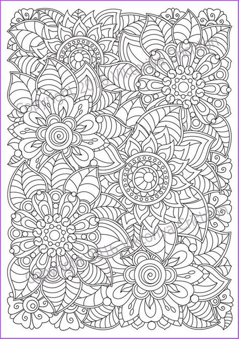 COLOURING PAGE doodle flowers, printable adults, digital PDF, zentangle inspired, doodling, intricat Coloring Pages For Adults Mandala, Mandala Full Page, Colouring Pages For Adults Mandala, Mandela Colouring Free Printable, Coloring Adult, Colouring Sheets For Adults, Flower Coloring Sheets, Mandala Art Therapy Colouring In, Plant Doodle