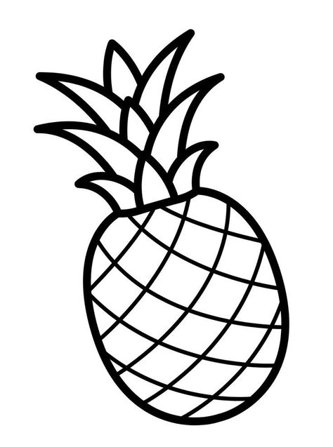 Pineapple Stitch In Aari, Pineapple Drawing Simple, Picture Of Pineapple, Pineapple Coloring Page, Pineapple Black And White, Pineapple Outline, Inkleur Prente, Pineapple Pictures, Cute Art Projects