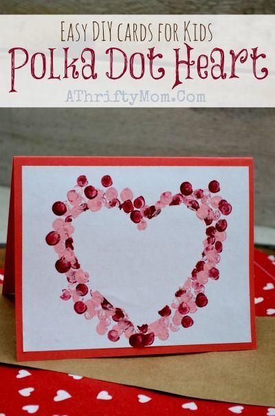 Easy DIY Card ideas, Polk-a-dot heart Card, perfect for Valentines Day, Mothers day ideas, Kids Craft Ideas, Handmade Cards Valentines Day Cards Handmade, Dot Heart, Valentine's Day Crafts For Kids, Preschool Valentines, Valentine Crafts For Kids, Diy Gifts For Kids, Heart Card, Cards For Kids, Mothers Day Crafts For Kids