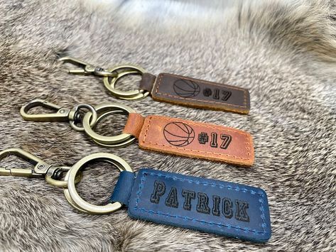 Personalized Football Gifts, Football Keychain, Football Team Gifts, Football Banquet, Senior Night Gifts, Leather Keychains, Soccer Logo, Personalized Basketball, Personalized Golf