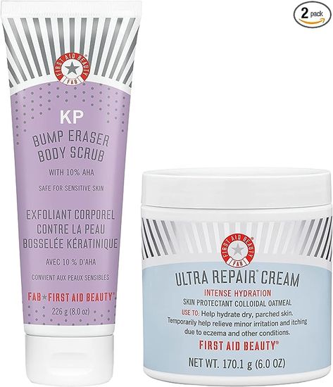 First Aid Beauty Bundle: KP Bump Eraser #ad #ComminssionsEarned Bump Eraser Body Scrub, Kp Bump Eraser, Bump Eraser, Ultra Repair Cream, Beauty Bundle, First Aid Beauty, How To Exfoliate Skin, Repair Cream, First Aid