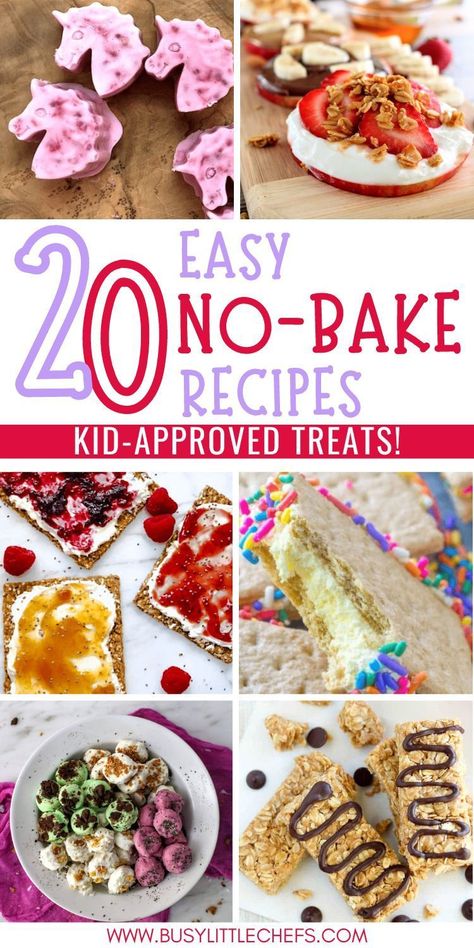 The best healthy no-bake recipes for kids! Easy no bake snacks eg peanut butter no bake cookies, no bake cheesecake, no bake oatmeal cookies & no bake energy balls. No bake desserts, after school snacks & quick easy 2 min snack recipes. Ripe banana no bake recipes for kids to make for party snacks. No cook appetizers for a party. No bake cookies with apples, oats, chocolate chips, brown sugar. No bake cookies without butter, milk or cocoa powder. No bake cookie recipes with 3 ingredients. Easy Snacks To Make Without Cooking, Snacks For Party No Bake, Quick No Bake Snacks, Cookies With Kids Easy, Classroom Cooking Ideas No Bake, Thanksgiving No Bake Recipes For Kids, Quick Homemade Snacks, No Bake Toddler Snacks, Easy No Cook Snacks