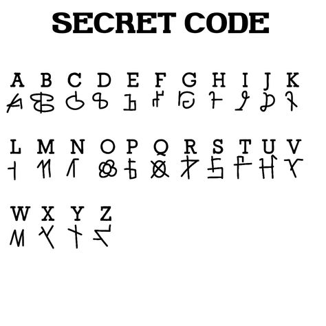 Secret Code Beautiful Spine Tattoos, Text Codes, Spine Tattoo Ideas, Ancient Alphabets, Graffiti Text, Alphabet Code, Alphabet Symbols, Coded Message, Writing Code