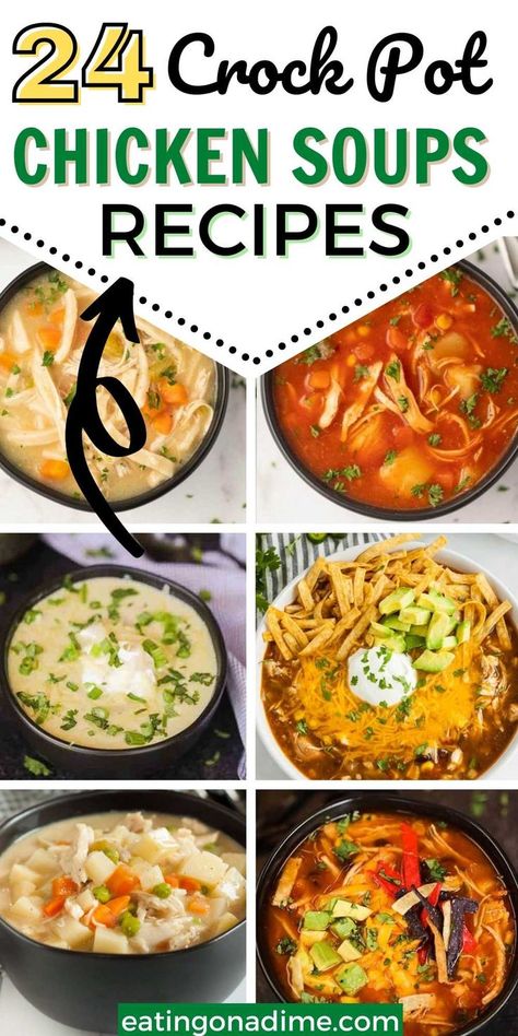 Easy Chicken Soups To Make, Soup Recipes Slow Cooker Chicken, Chicken Soup Recipes With Cream Cheese, Chicken Soup Recipes In Crockpot, Easy Dump Crockpot Soups, Soups That Use Chicken Broth, Chicken Soup In Slow Cooker, Crockpot Chicken And Vegetable Soup, Chicken Soup In Crockpot Recipe