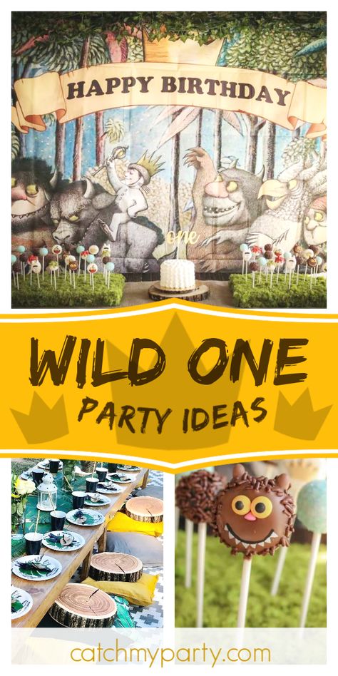 Check out this awesome Wild one Where the Wild Things Are 1st birthday party! The cake pops are adorable! See more party ideas and share yours at CatchMyParty.com #catchmyparty #partyideas #wildone #wherethewildthingsare #wherethewildthingsareparty #boy1stbirthdayparty Where The Wild Things Are First Birthday, Wild One Party Ideas, First Birthday Brunch, Wild Things Party, Birthday Wild One, Wild One Party, The Wild One, Boys 1st Birthday Party Ideas, Party Food Labels