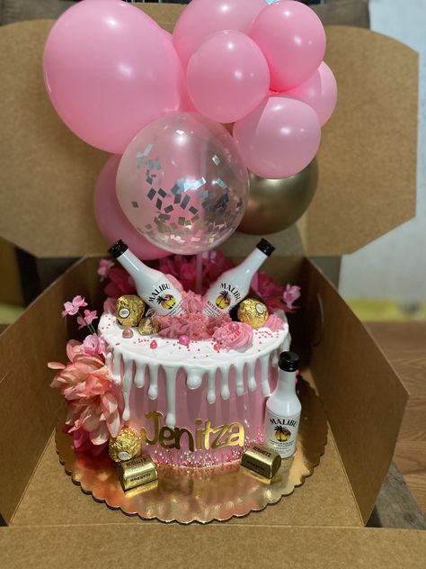 21sr Birthday Cakes For Her, Malibu Cake Ideas, 21st Birthday Cake With Alcohol Bottles, Malibu Birthday Cake, Birthday Inpos, 21st Birthday Cake Ideas For Her, Malibu Cake, 21 Birthday Cake Ideas For Her, Birthday Cake Vodka