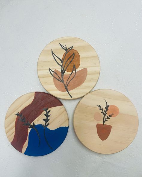 Hand painted wooden coasters. Etsy shop in bio ✨ . . . #handpainted #wood #woodencoaster #coasters #mug #giftideas #gift #womeninbusiness #craft #acrylic #cute #nature #abstractart #neutrals #aesthetics #pretty #kitchen #dinnerware Coaster Crafts, Cute Nature, Pretty Kitchen, Kitchen Dinnerware, Wooden Coasters, Abstract Nature, Coaster Set, Thoughtful Gifts, Dinnerware