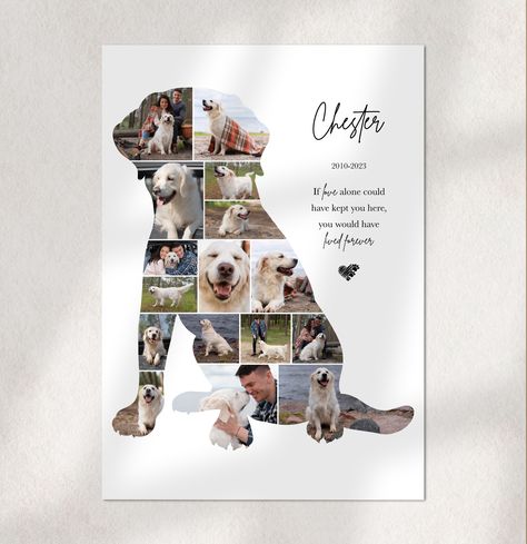 Dog Photo Collage Ideas, Dog Picture Frame Ideas, Dog Memory, Dog Picture Frames, Photo Collage Prints, Frame Wall Collage, Wall Art Collage, Collage Gift, Dog Loss