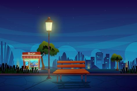 Night Park Background, Night Cartoon, Food Tree, Night Park, 2d Background, Johnny Test, Media Pembelajaran, Park Background, Gacha Background