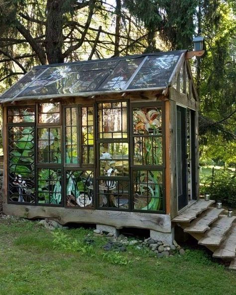 Old Window Greenhouse, Window Greenhouse, Greenhouse Shed, Build A Greenhouse, Backyard Greenhouse, Small Greenhouse, Greenhouse Plans, Diy Greenhouse, Garden Greenhouse