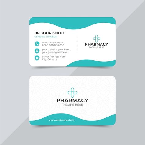 Vector medical healthcare business card ... | Premium Vector #Freepik #vector #medical-center #health-center #medical-clinic #hospital Medical Invitation Card Design, Medical Card Design, Pharmacy Business Card, Medical Center Logo, Medical Business Card, Elegant Business Cards Design, Visiting Card Templates, Logo Design Health, Healthcare Business