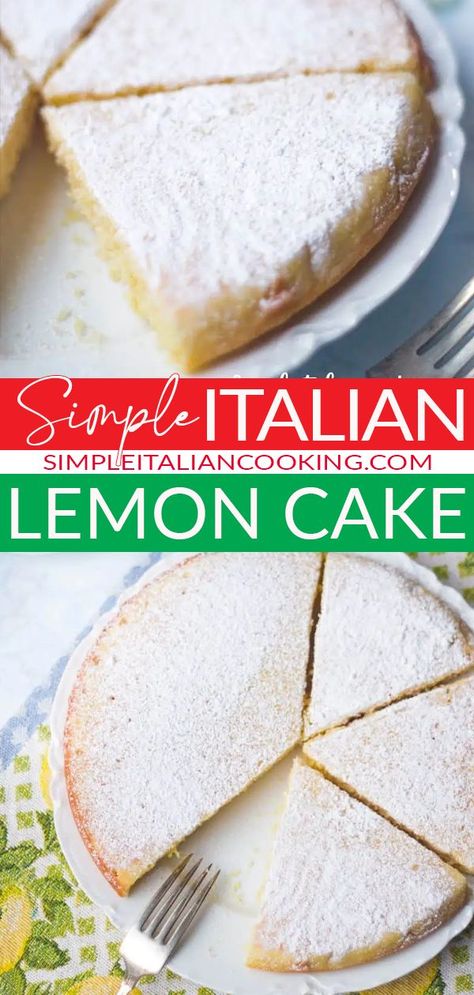 Lemon Desserts Cake, Italian Lemon Cake, Italian Cooking Recipes, Easy Italian Recipes, Italian Desserts Easy, Lemon Cream Cake, Italian Christmas Recipes, Lemon Cake Easy, Cake From Scratch