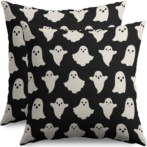 PRICES MAY VARY. Cotton Linen Size: 18X18 inches/45X45 cm. Package contains 2 pillowcases, pillows not included. High-Quality Fabric: Our halloween pillow covers are made of high-quality cotton linen fabric, which is comfortable, enduring and beautiful in texture. NOTE: Throw pillow covers color may vary in different lights or on different screens. Exquisite Design: The design highlight of our halloween pillow cases are the same cute ghost pattern printed on both sides, exquisite and versatile, Halloween Pillow Case, Halloween Pillows Covers, Ghost Pattern, Ghost Print, Halloween Pillow, Farmhouse Holiday, Halloween Pillows, Cotton Linen Fabric, Sofa Couch Bed