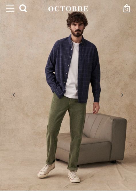 Mid 30s Mens Fashion Casual, Mens Athleisure Outfits, Olive Jeans Outfit, Mens Classic Fashion, Green Flannel Outfit, Green Jeans Outfit, Chinos Men Outfit, Green Pants Men, Green Pants Outfit