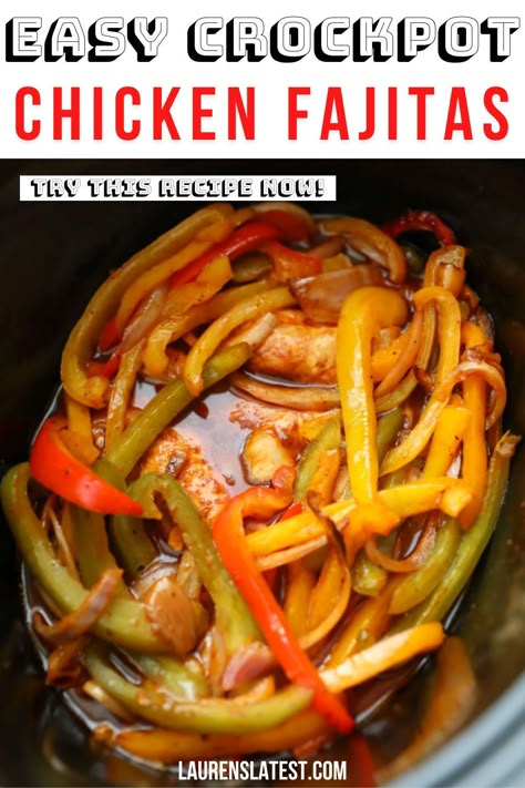 Need a super simple dinner idea? Try these easy Crockpot Chicken Fajitas! With minimal ingredients, it’s a meal that requires little prep while giving you big flavor! Perfect for the whole family! #dinner #chicken #fajitas #slowcooker #crockpot Crockpot Chicken Fajitas Easy, Crockpot Fajita Chicken, Crockpot Chicken Fajita Recipes, Fajitas Crockpot, The Best Crockpot Chicken, Crock Pot Chicken Fajitas, Super Simple Dinner, Crockpot Fajitas, Apartment Recipes