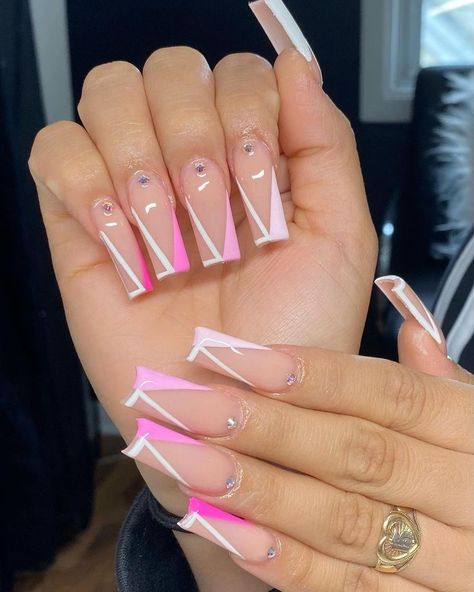 #nails in 2022 | Acrylic nails coffin pink, Short square acrylic nails, Long square acrylic nails Pink Aycrlic Nails Design, Med Length Nails Ideas, Cute Baddie Nails, Bday Nails Ideas Short, Birthday Sets Nails, Pink Baddie Nails, Nails Inspo Baddie, Baddie Acrylic Nails, Acrylic Nails Short Square