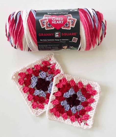 Red Heart Granny All In One Square - Revolutionary New Yarn! - Daisy Farm Crafts Granny Square Scarf Pattern, Yarn Daisy, Heart Granny Square, Modern Crochet Patterns Free, Granny Square Pattern Free, Daisy Farm Crafts, Granny Square Scarf, Daisy Farm, Throw Blanket Pattern