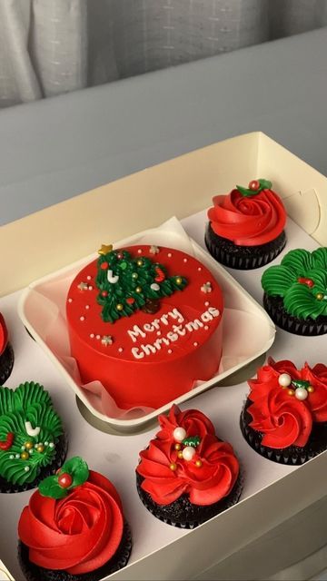 December Desserts, Christmas Bento, Cake With Cupcakes, Christmas Baking Gifts, Small Birthday Cakes, Christmas Themed Cake, Barbie Birthday Cake, Cake Decorating For Beginners, Christmas Cake Designs