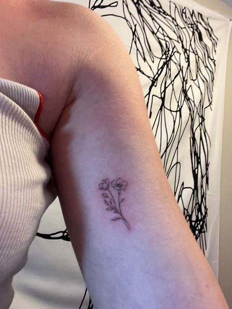 Symbolic Tattoos For Moms, The Morning Glory Flower Tattoo, Mini Violet Tattoo, Where To Get Flower Tattoos, Daisy Morning Glory Tattoo, Asters And Morning Glory Tattoo, Dainty Fine Line Flower Tattoos, Morning Glory Dainty Tattoo, Fine Line Flower Tattoo Ideas