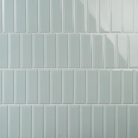 Bond Tile Danvers 3.93" x 11.81" Polished Beveled Ceramic Subway Wall Tile | Wayfair Beveled Subway Tile Bathroom, White Beveled Subway Tile, Subway Tile Bathroom, Beveled Subway Tile, Subway Tiles Bathroom, Bath Ideas, Upstairs Bathrooms, Subway Tile, Wall Tile