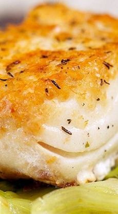 Crispy delicious baked cop with a great crunchy topping Crusted Halibut, Halibut Recipe, Cod Fish Recipes, Halibut Recipes, Cod Recipe, Baked Cod, Cod Recipes, Food Fish, Food Seafood