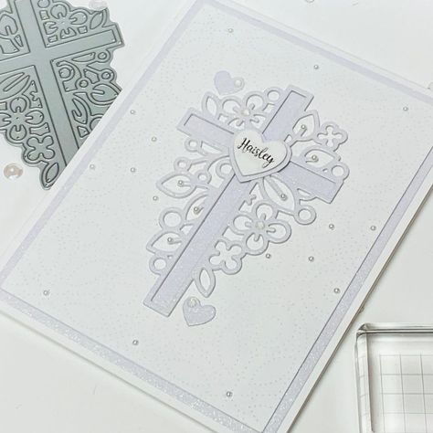 Baptism Cards Handmade, Bohemian Background, Baptism Card, Baptism Cards, Beautiful Cross, Baby Themes, Baptism Girl