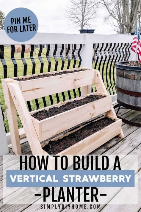 You searched for Strawberry planter - Simply DIY Home Easy Strawberry Planter Diy, How To Build A Raised Garden Bed Diy Planter Boxes, How To Build A Garden Box Diy, Ontario Garden Ideas, Raised Flower Beds Diy, Tiered Strawberry Planter, Strawberry Planter Ideas, Tiered Garden Boxes, Planter Boxes Diy