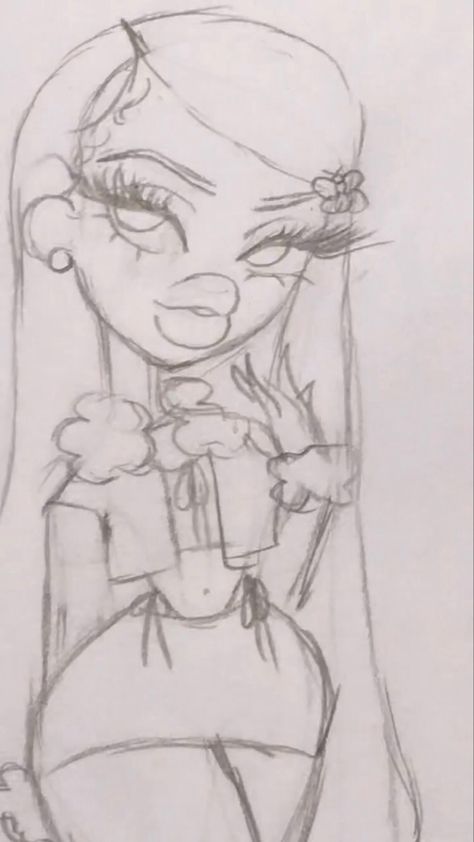 Bratz Dessin, Brats Drawings, Bratz Drawings Pencil, Bratz Sketches, Bratz Drawings, Bratz Doll Drawing, Baddie Drawings Sketch, Baddie Coloring Pages, Baddie Drawings