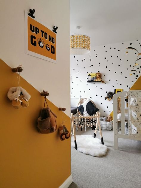 Happy Easter Friday, Yellow Boys Bedroom, Yellow Boys Room, Yellow Kids Bedroom, Yellow Kids Rooms, Easter Friday, Polka Dot Nursery, Yellow Nursery, Guest Bedroom Decor