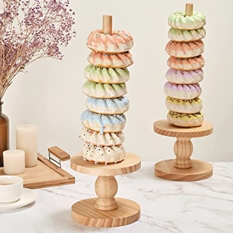 Bagel Display, Summer Dessert Table, Doughnut Stand, Bridal Shower Desserts Table, Brunch Party Decorations, Donut Tower, Donut Display, Donut Stand, Bridal Shower Desserts