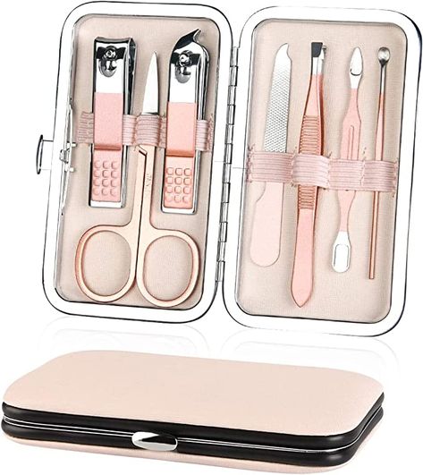 AOMIG Nail Clippers Set, 7 pcs Professional Portable Manicure Kit, Eyebrow Grooming Face Hair Clippers, Stainless Steel Nail Care Tools with Luxurious Leather Case for Travel & Home Hand And Foot Care, Eyebrow Grooming, Pedicure Set, Tweezers Eyebrows, Nail Scissors, Pedicure Kit, Beauty Kit, Manicure Kit, Pedicure Tools