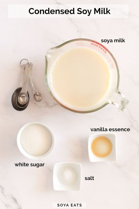 Soy Milk Recipes Food, Soya Milk Recipes, Soy Milk Ice Cream Recipe, Vegan Vanilla Pudding, Soy Milk Recipes, Dairy Substitutes, Homemade Soy Milk, Vegan Condensed Milk, Cows Milk