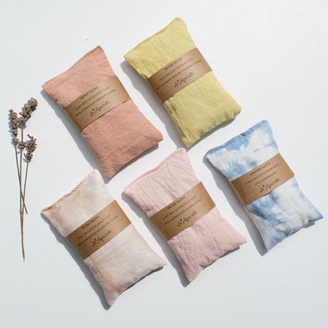 Plant Dyed Sleep Masks Eye Pillows Herbal Sachets by LaAquarelle Sleep Sachet, Bridal Shower Favours, Lavender Pillows, Dream Pillow, Womens Lingerie, Aromatherapy Gifts, Lavender Bags, Falling Asleep, Lavender Buds