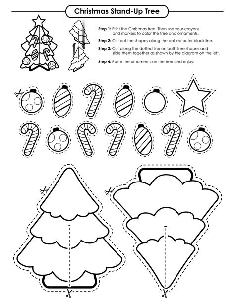 Christmas Crafts Worksheets, Christmas Craft Templates Free Printables, Feliz Navidad Crafts For Kids, Children Christmas Decorations, Christmas Symmetry Art For Kids, Christmas First Grade Crafts, Easy Christmas Crafts For Kids With Construction Paper, Xmas Activity For Kids, Templates For Christmas Decorations