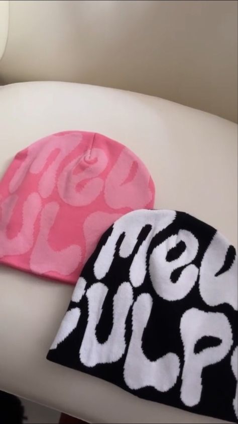 Mia Culpa Beanie, Bonnet Aesthetic, Beanies Aesthetic, Mea Culpa Beanie, Hats Aesthetic, Bennies Hats, Trashy Y2k Aesthetic, Y2k Beanie, Tie A Necktie