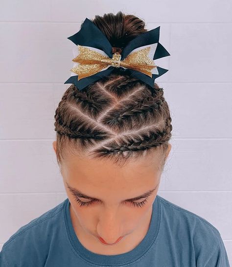 17 Gymnastics Hairstyles That'll Make You Flip – HairstyleCamp Easy Hairstyles For Gymnastics, Tumbling Hairstyles Gymnastics, Dance Hair Styles Competition, Gymnastics Hairstyles Short Hair, Gymnastics Hairstyles Easy, Gymnastic Competition Hair, Gymnastics Buns For Long Hair, Gymnastic Hairstyles, Gymnastics Hairstyles For Practice